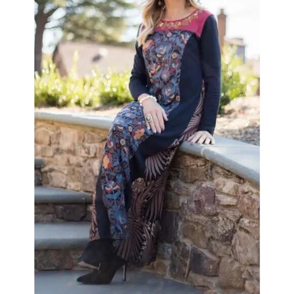 Soft Surroundings Sultana Maxi Dress Embroidered, Beaded and Sequin Embellished - Picture 2 of 10